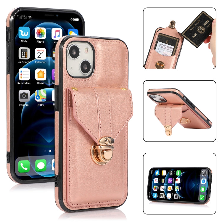 Fashion Buckle Protective Case with Holder & Card Slot & Wallet & Lanyard