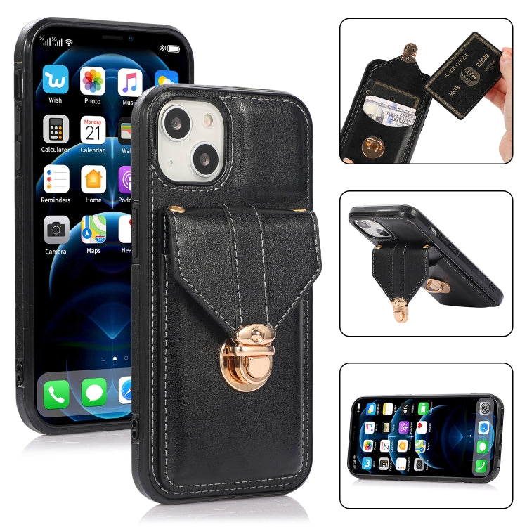Fashion Buckle Protective Case with Holder & Card Slot & Wallet & Lanyard