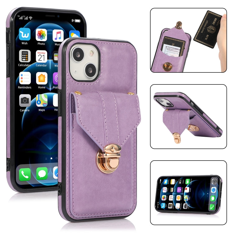 Fashion Buckle Protective Case with Holder & Card Slot & Wallet & Lanyard