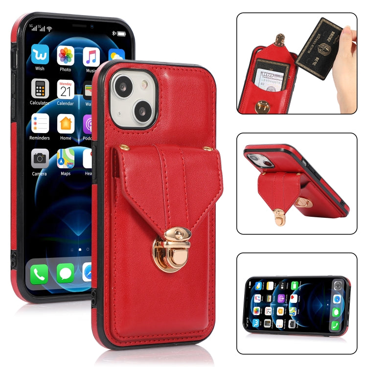 Fashion Buckle Protective Case with Holder & Card Slot & Wallet & Lanyard