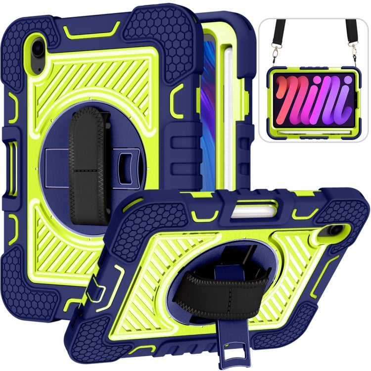 Coque antichoc en silicone et PC, rotation à 360 degrés, couleur contrastée, avec support, dragonne et bandoulière, pour iPad mini 2024/mini 6