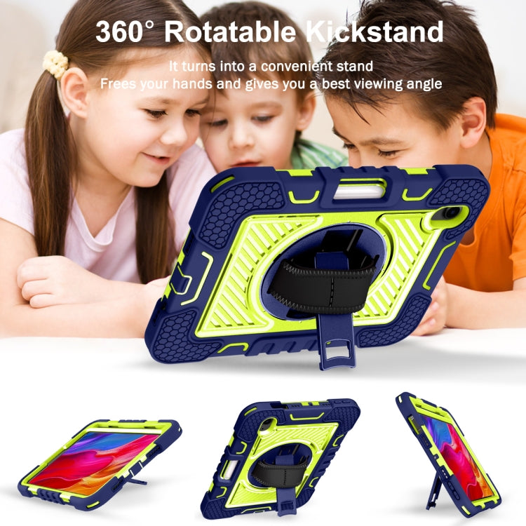 Coque antichoc en silicone et PC, rotation à 360 degrés, couleur contrastée, avec support, dragonne et bandoulière, pour iPad mini 2024/mini 6