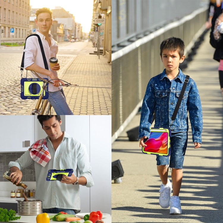 Coque antichoc en silicone et PC, rotation à 360 degrés, couleur contrastée, avec support, dragonne et bandoulière, pour iPad mini 2024/mini 6