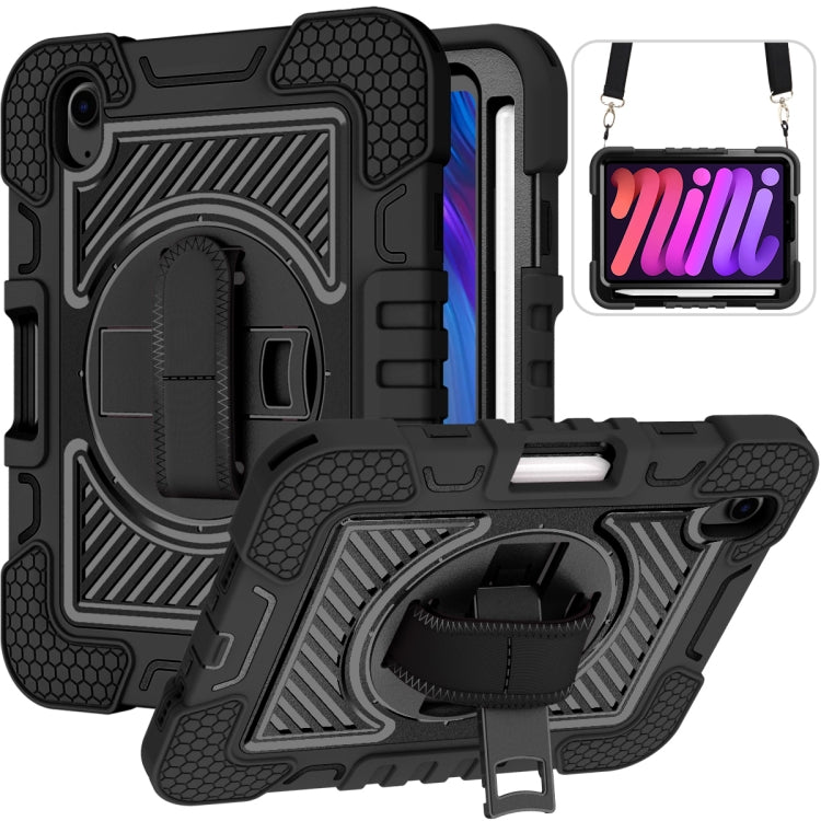 Coque antichoc en silicone et PC, rotation à 360 degrés, couleur contrastée, avec support, dragonne et bandoulière, pour iPad mini 2024/mini 6