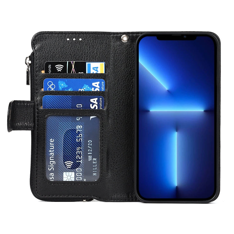 Microfiber Zipper Horizontal Flip Leather Case with Holder & Card Slots & Wallet