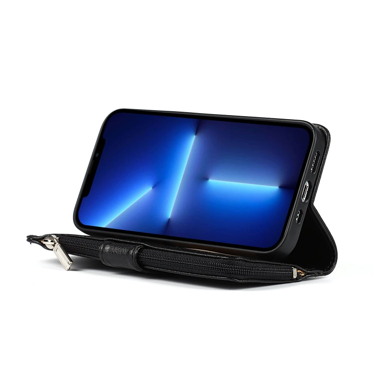 Microfiber Zipper Horizontal Flip Leather Case with Holder & Card Slots & Wallet