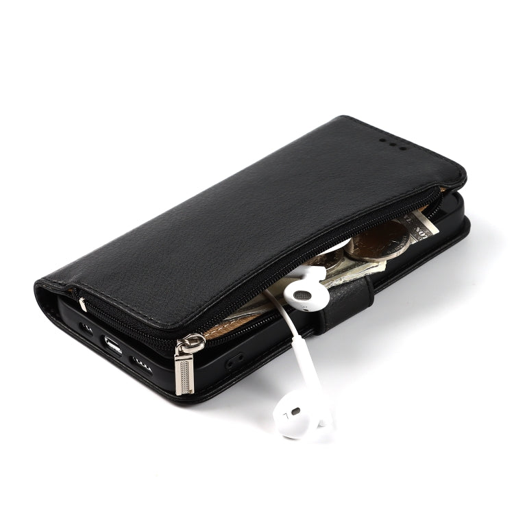 Microfiber Zipper Horizontal Flip Leather Case with Holder & Card Slots & Wallet