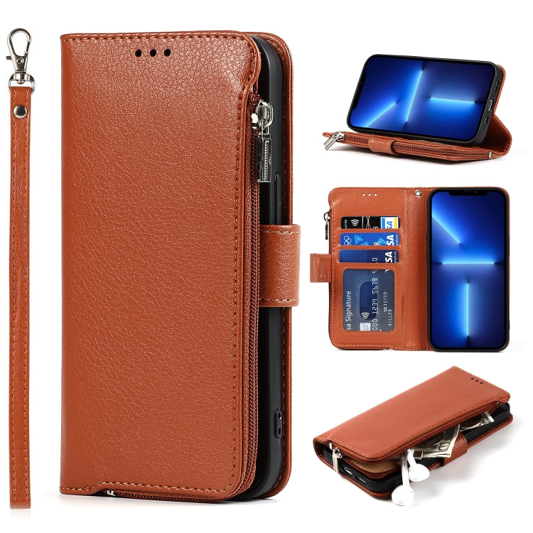 Microfiber Zipper Horizontal Flip Leather Case with Holder & Card Slots & Wallet