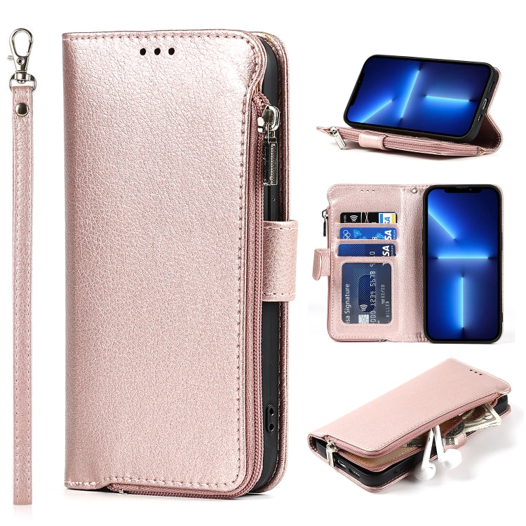 Microfiber Zipper Horizontal Flip Leather Case with Holder & Card Slots & Wallet