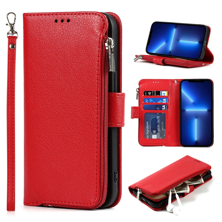 Microfiber Zipper Horizontal Flip Leather Case with Holder & Card Slots & Wallet