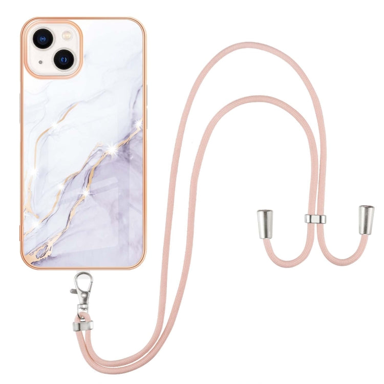 Electroplating Marble Pattern IMD TPU Shockproof Case with Neck Lanyard, For iPhone 13 mini, For iPhone 13, For iPhone 13 Pro, For iPhone 13 Pro Max