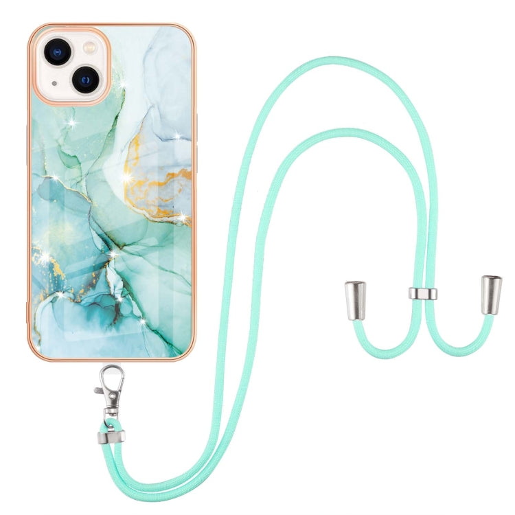 Electroplating Marble Pattern IMD TPU Shockproof Case with Neck Lanyard, For iPhone 13 mini, For iPhone 13, For iPhone 13 Pro, For iPhone 13 Pro Max