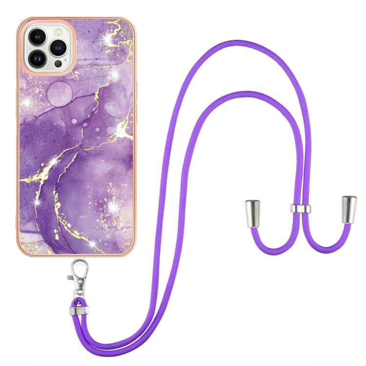 Electroplating Marble Pattern IMD TPU Shockproof Case with Neck Lanyard, For iPhone 13 mini, For iPhone 13, For iPhone 13 Pro, For iPhone 13 Pro Max