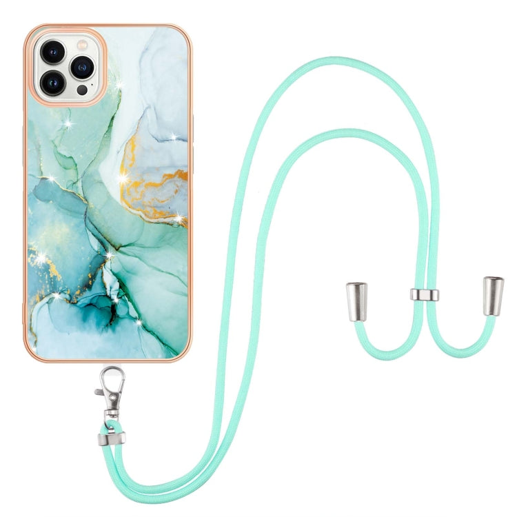 Electroplating Marble Pattern IMD TPU Shockproof Case with Neck Lanyard, For iPhone 13 mini, For iPhone 13, For iPhone 13 Pro, For iPhone 13 Pro Max