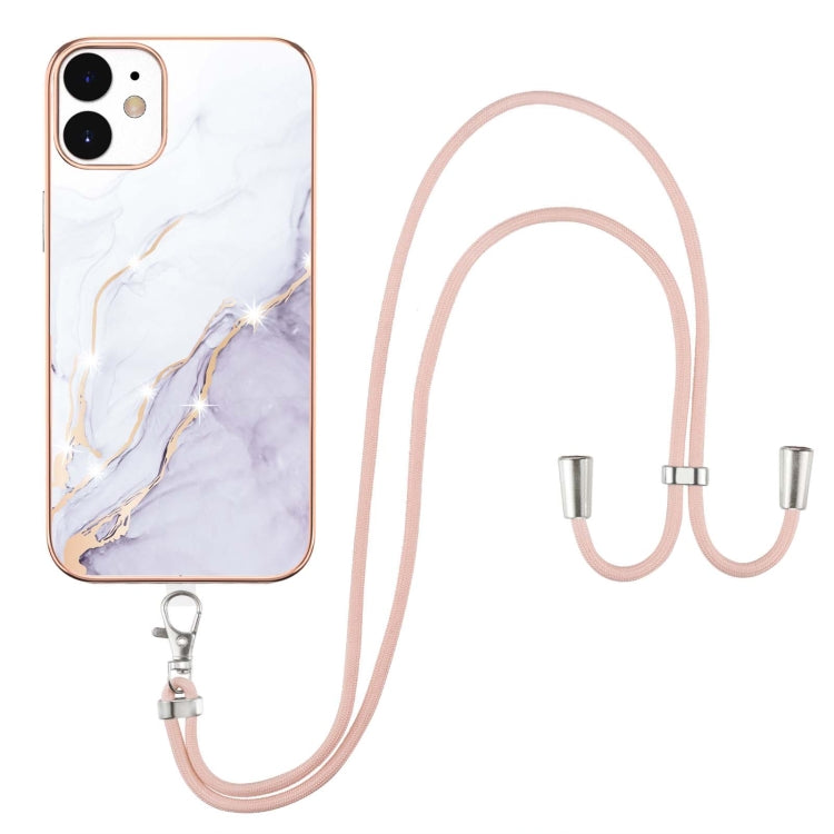 Electroplating Marble Pattern IMD TPU Shockproof Case with Neck Lanyard, For iPhone 12 / 12 Pro, For iPhone 12 Pro Max, For iPhone 11, For iPhone 11 Pro Max