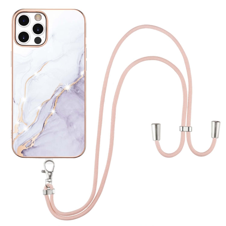 Electroplating Marble Pattern IMD TPU Shockproof Case with Neck Lanyard, For iPhone 12 / 12 Pro, For iPhone 12 Pro Max, For iPhone 11, For iPhone 11 Pro Max