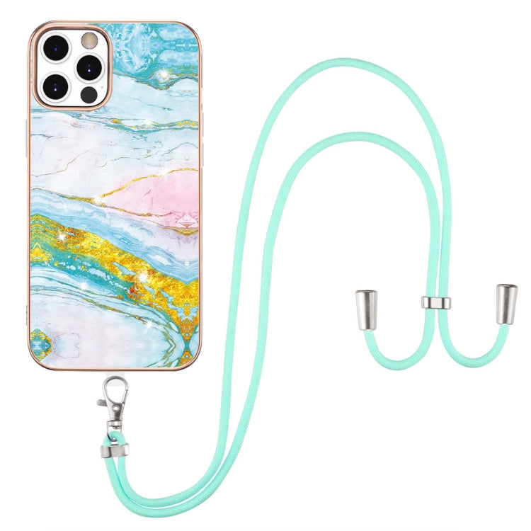 Electroplating Marble Pattern IMD TPU Shockproof Case with Neck Lanyard, For iPhone 12 / 12 Pro, For iPhone 12 Pro Max, For iPhone 11, For iPhone 11 Pro Max