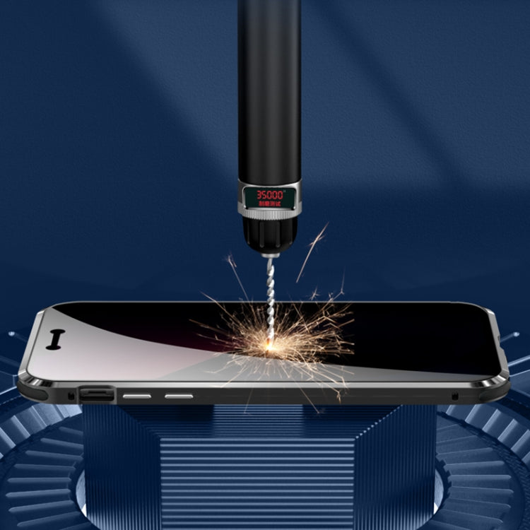 Four-corner Shockproof Anti-peeping Magnetic Metal Frame Double-sided Tempered Glass Case, For iPhone 13 Pro, For iPhone 13 Pro Max