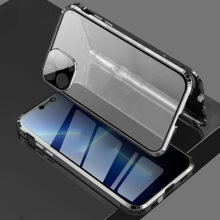 Four-corner Shockproof Anti-peeping Magnetic Metal Frame Double-sided Tempered Glass Case