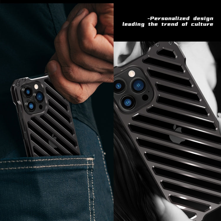 R-JUST RJ-50 Hollow Breathable Armor Metal Shockproof Protective Case, For iPhone 13, For iPhone 13 Pro, For iPhone 13 Pro Max, For iPhone 12, For iPhone 12 Pro, For iPhone 12 Pro Max