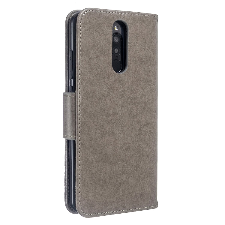 Embossing Two Butterflies Pattern Horizontal Flip PU Leather Case with Holder & Card Slot & Wallet & Lanyard, For Xiaomi Redmi  8