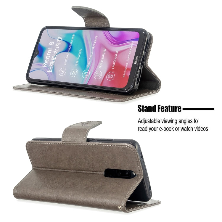 Embossing Two Butterflies Pattern Horizontal Flip PU Leather Case with Holder & Card Slot & Wallet & Lanyard, For Xiaomi Redmi  8