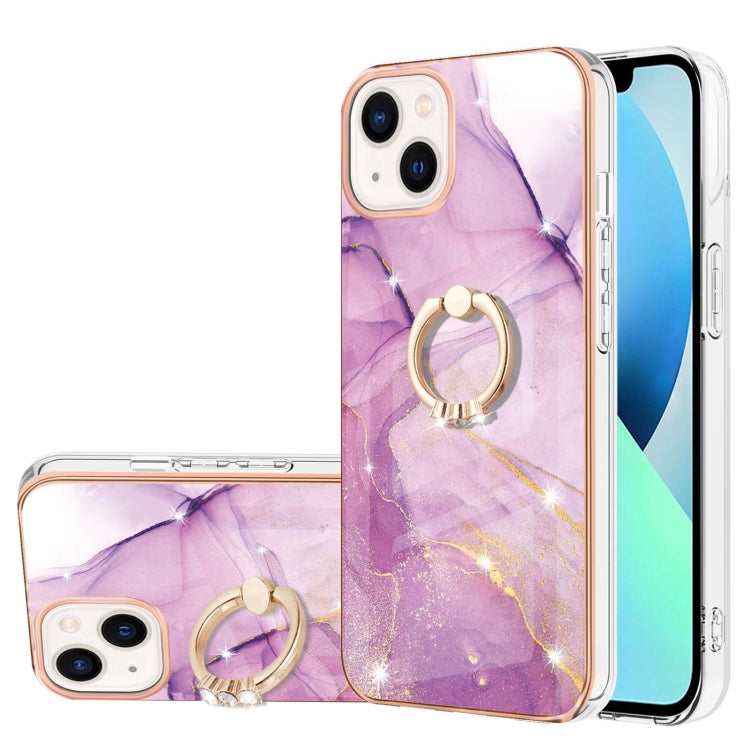 Electroplating Marble Pattern IMD TPU Shockproof Case with Ring Holder, Series 1
