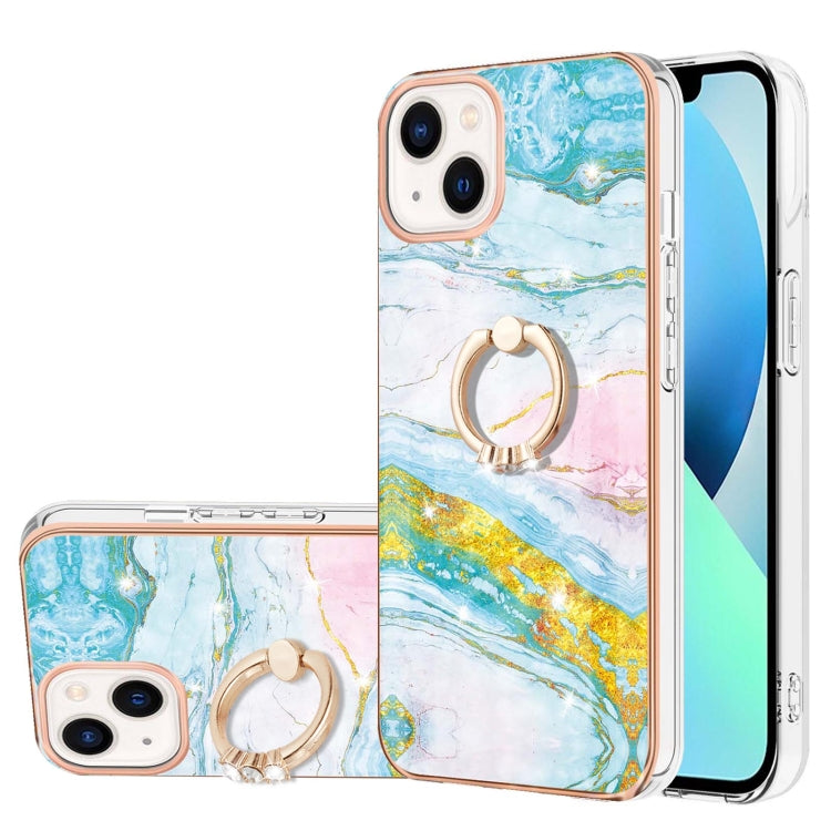 Electroplating Marble Pattern IMD TPU Shockproof Case with Ring Holder, Series 1