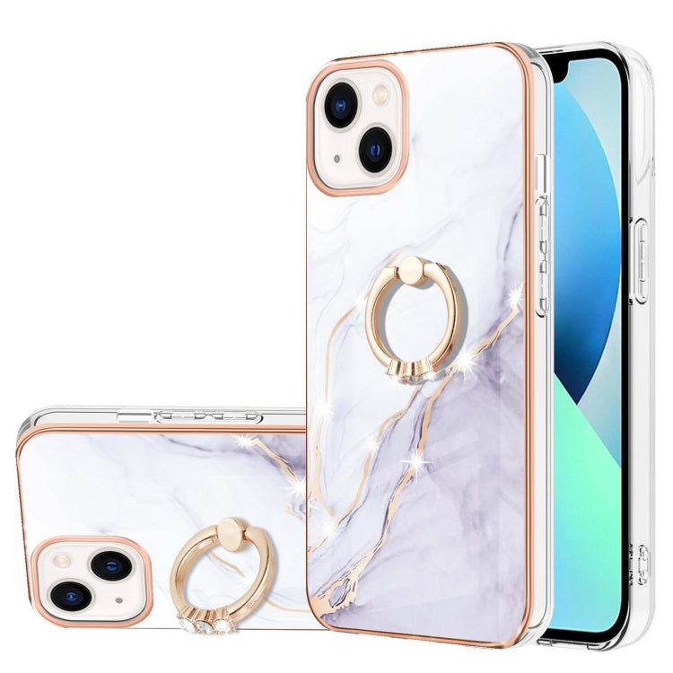 Electroplating Marble Pattern IMD TPU Shockproof Case with Ring Holder, Series 1
