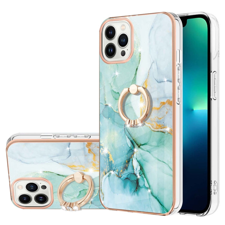Electroplating Marble Pattern IMD TPU Shockproof Case with Ring Holder, Series 1
