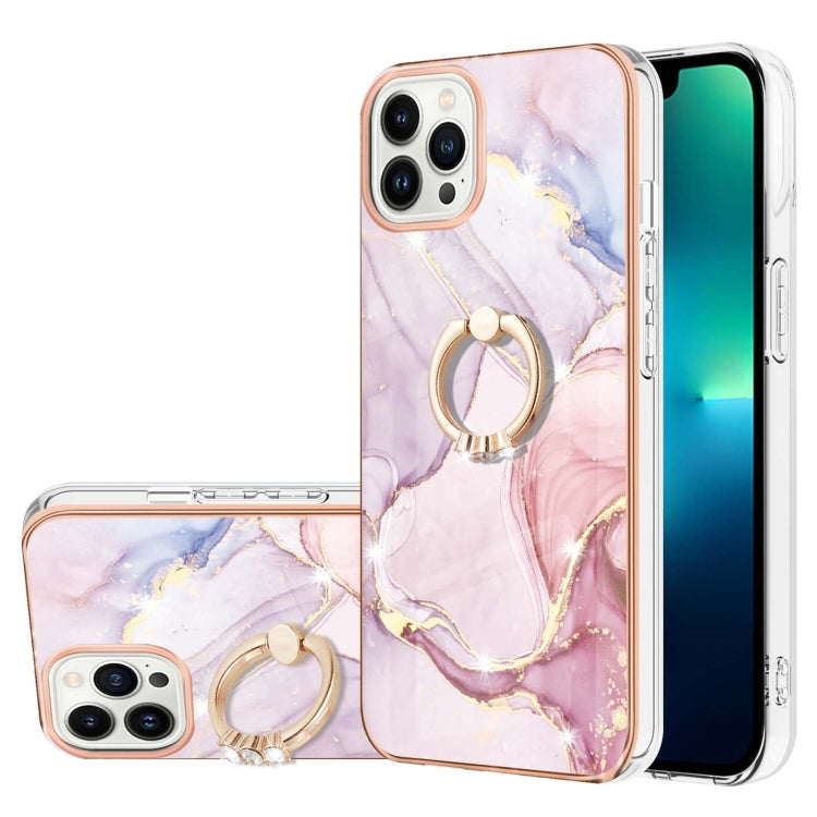 Electroplating Marble Pattern IMD TPU Shockproof Case with Ring Holder, Series 1