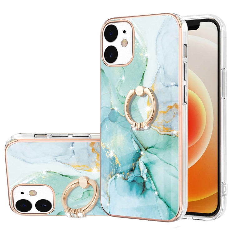 Electroplating Marble Pattern IMD TPU Shockproof Case with Ring Holder, Series 1