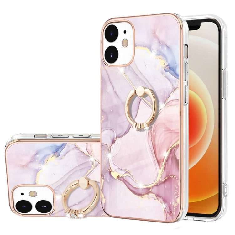 Electroplating Marble Pattern IMD TPU Shockproof Case with Ring Holder, Series 1
