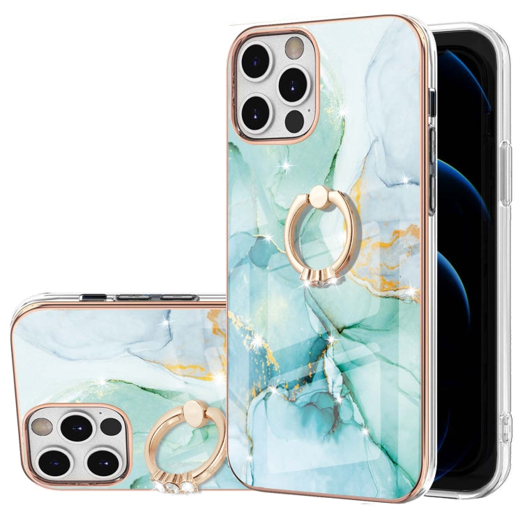 Electroplating Marble Pattern IMD TPU Shockproof Case with Ring Holder, Series 1