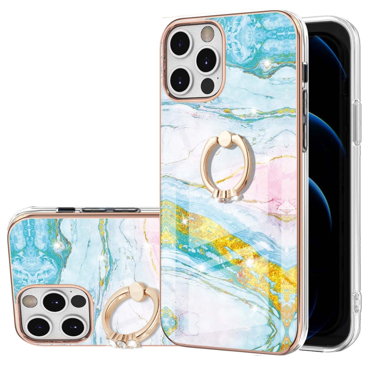 Electroplating Marble Pattern IMD TPU Shockproof Case with Ring Holder, Series 1