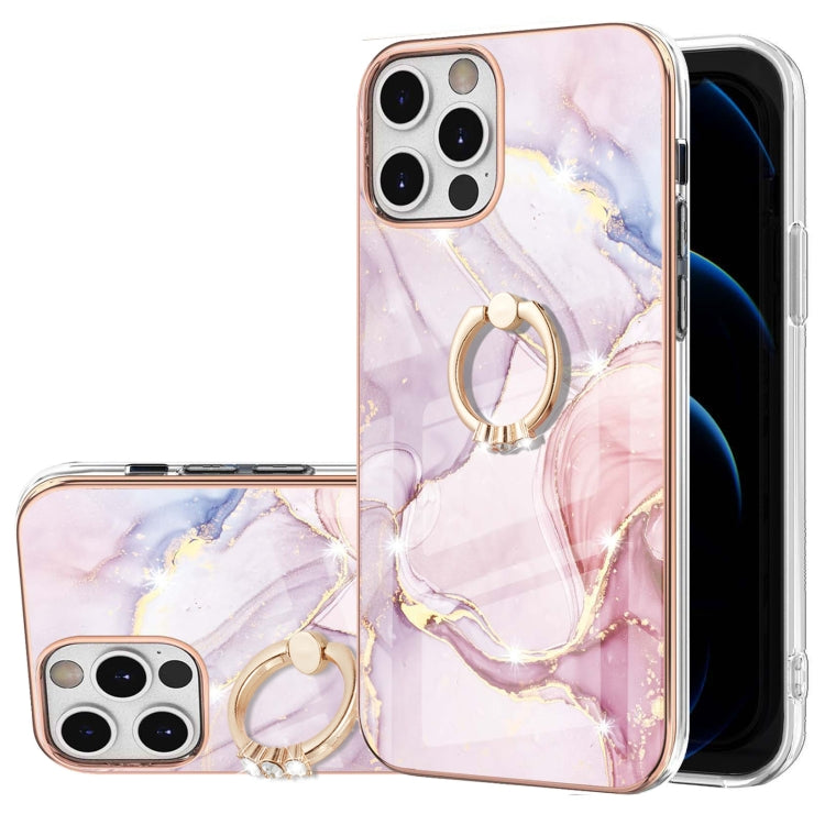 Electroplating Marble Pattern IMD TPU Shockproof Case with Ring Holder, Series 1