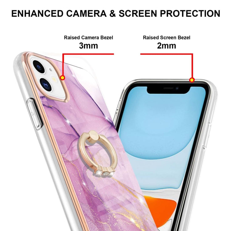 Electroplating Marble Pattern IMD TPU Shockproof Case with Ring Holder, Series 1