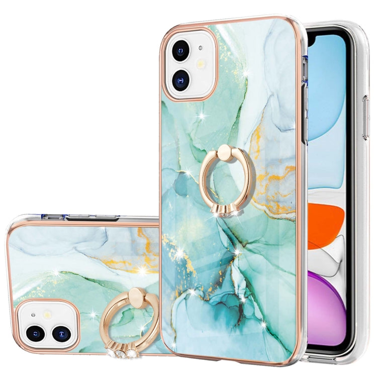 Electroplating Marble Pattern IMD TPU Shockproof Case with Ring Holder, Series 1