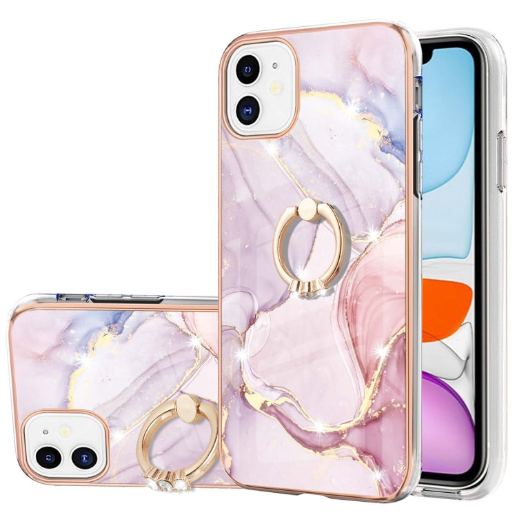 Electroplating Marble Pattern IMD TPU Shockproof Case with Ring Holder, Series 1