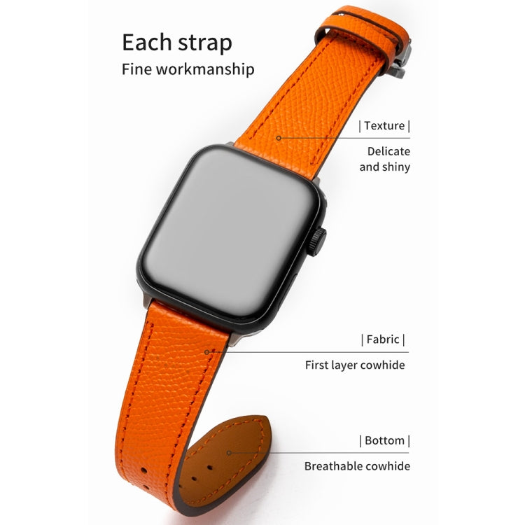 Butterfly Clasp Business Top Layer Cowhide Leather Strap Watchband, For Apple Watch Series 8&7 41mm / SE 2&6&SE&5&4 40mm / 3&2&1 38mm, For Apple Watch Series 6&SE&5&4 44mm / 3&2&1 42mm, For Apple Watch Series 6&SE& 5&4 40mm / 3 & 2 & 1 38mm