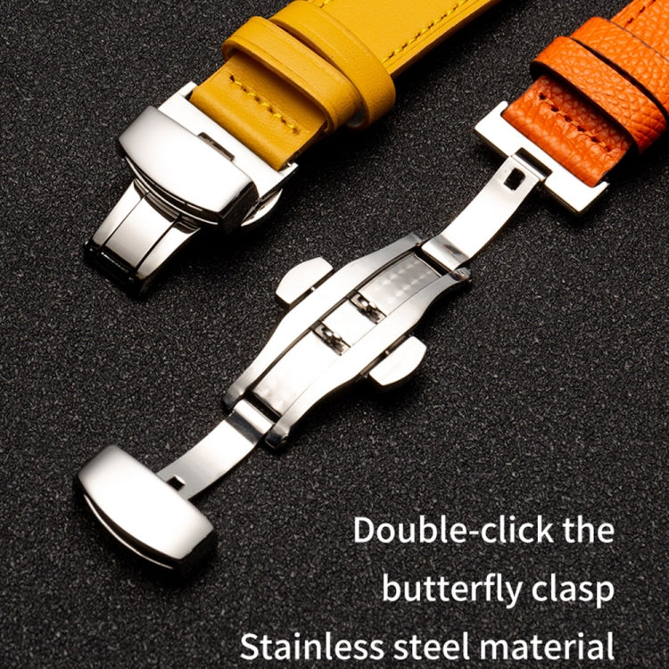 Butterfly Clasp Business Top Layer Cowhide Leather Strap Watchband, For Apple Watch Series 8&7 41mm / SE 2&6&SE&5&4 40mm / 3&2&1 38mm, For Apple Watch Series 6&SE&5&4 44mm / 3&2&1 42mm, For Apple Watch Series 6&SE& 5&4 40mm / 3 & 2 & 1 38mm