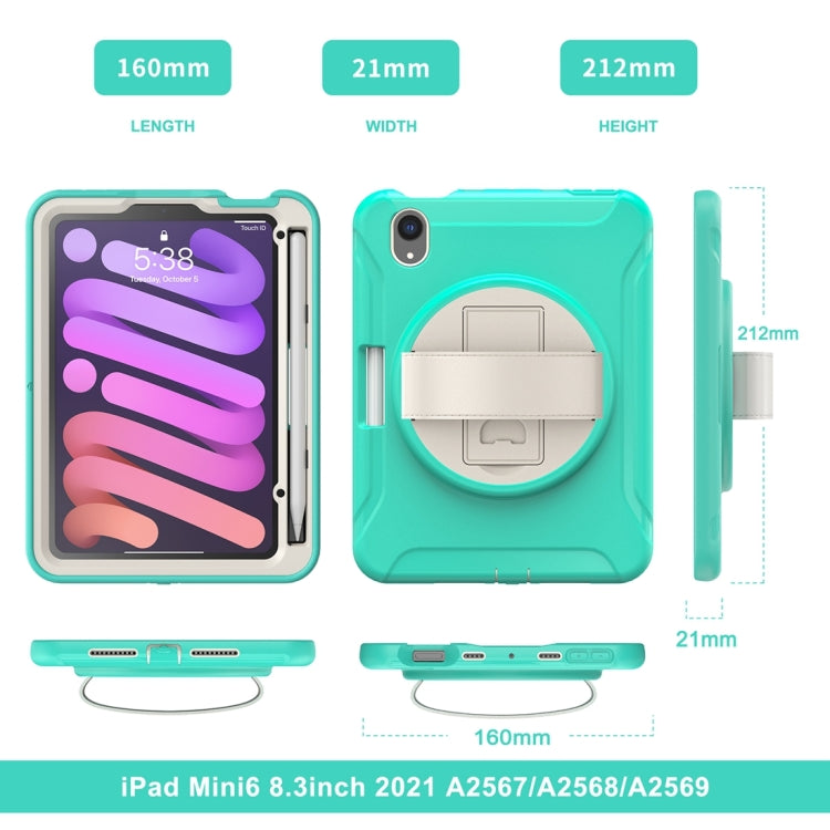Étui de protection rotatif à 360 degrés en PC et TPU avec support et dragonne, pour iPad mini 6/mini 2024