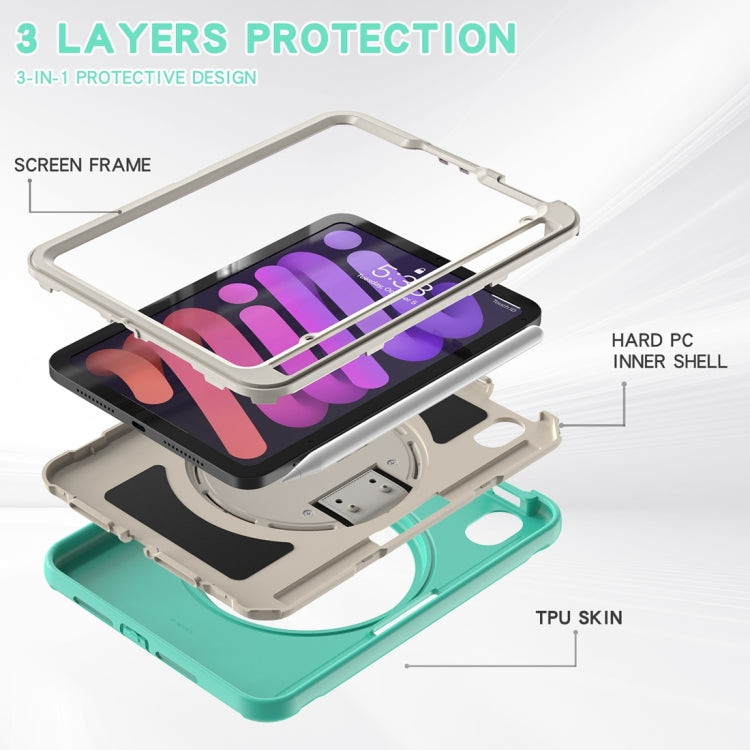 Étui de protection rotatif à 360 degrés en PC et TPU avec support et dragonne, pour iPad mini 6/mini 2024