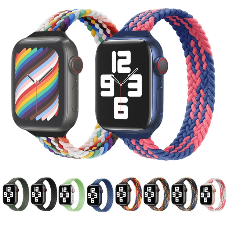 Small Waist Single Loop Nylon Braid Replacement Watchband For Apple Watch Series 7 45mm / 6&SE&5&4 44mm / 3&2&1 42mm, L 165mm