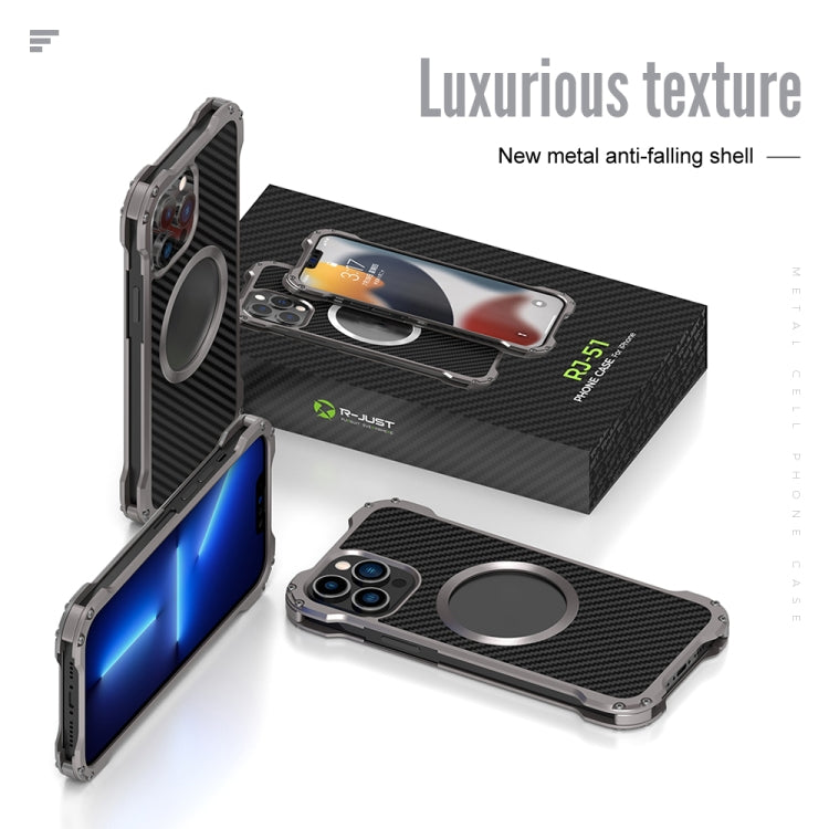 R-JUST RJ51 Hollow Shockproof Metal Protective Case, For iPhone 13, For iPhone 13 Pro, For iPhone 13 Pro Max