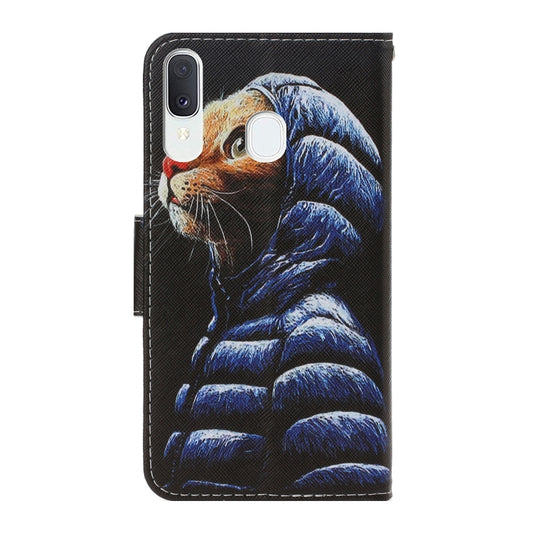 Colorful 3D artwork on Galaxy A20e protective flip case with stand
