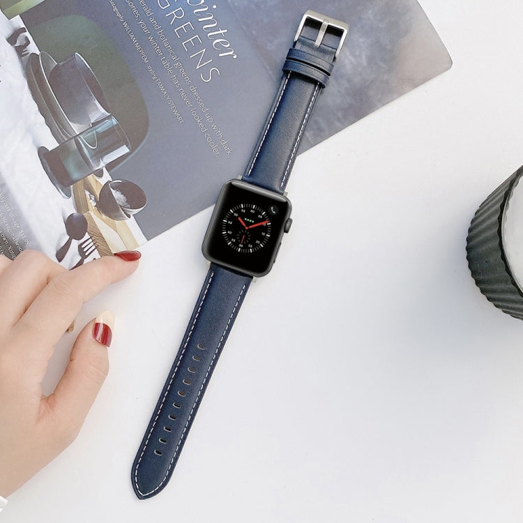 Sewing Leather Replacement Strap Watchband For Apple Watch Series, 7 41mm / 6&SE&5&4 40mm / 3&2&1 38mm, 7 45mm / 6&SE&5&4 44mm / 3&2&1 42mm