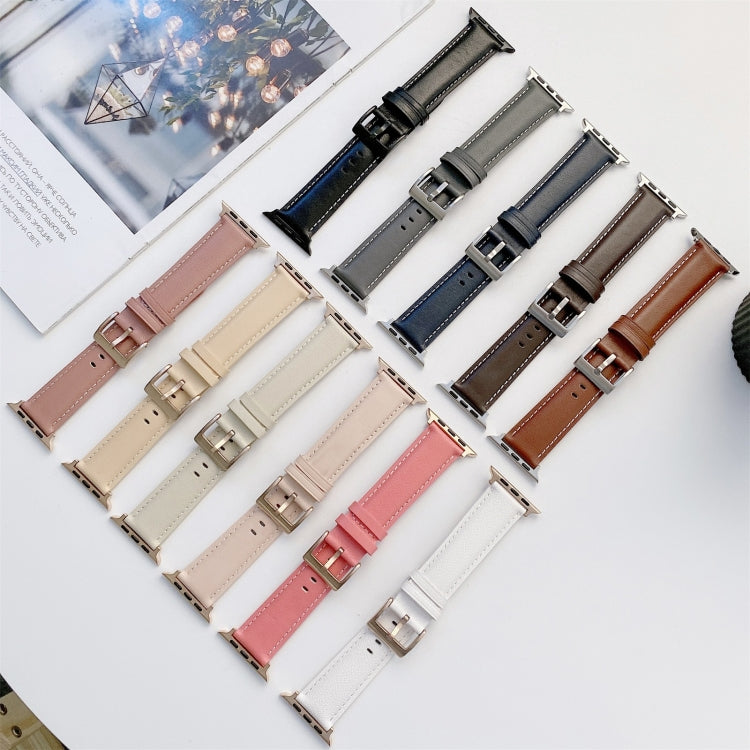 Sewing Leather Replacement Strap Watchband For Apple Watch Series, 7 41mm / 6&SE&5&4 40mm / 3&2&1 38mm, 7 45mm / 6&SE&5&4 44mm / 3&2&1 42mm