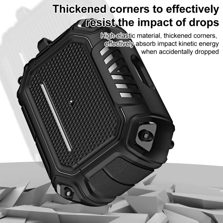 Étui de protection pour écouteurs Diamond Shield Mecha en TPU et PC avec crochet pour AirPods Pro