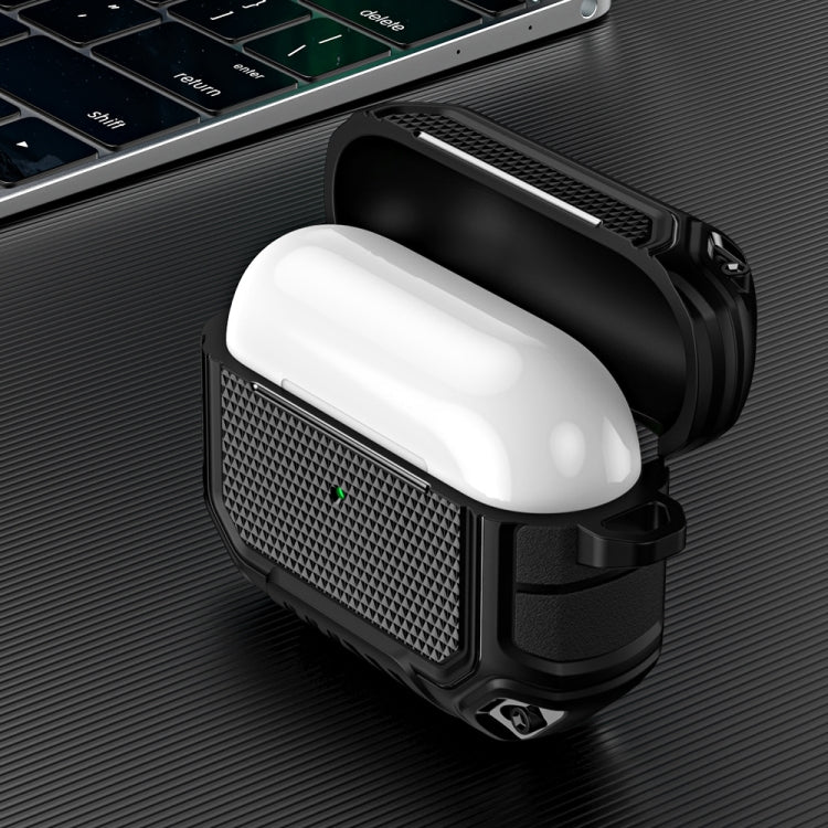 Étui de protection pour écouteurs Diamond Shield Mecha en TPU et PC avec crochet pour AirPods Pro